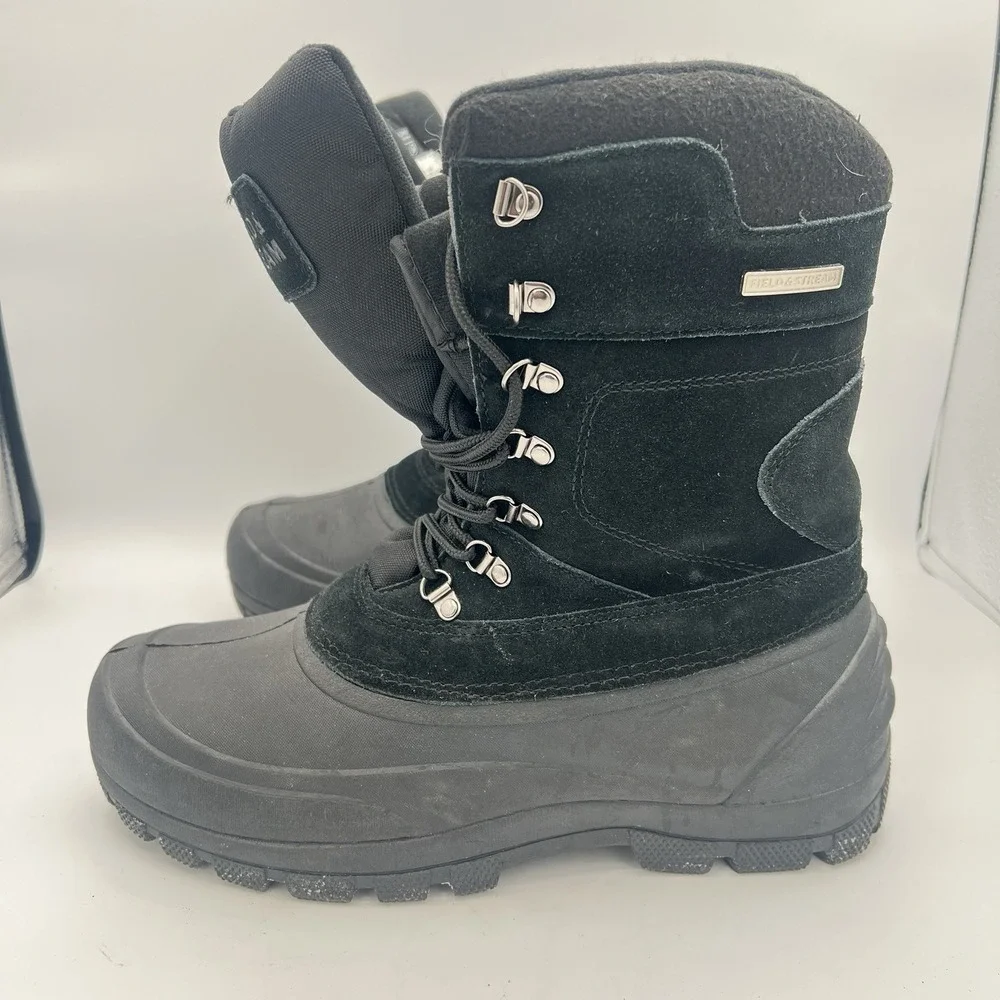 Field And Stream Black Leather Rubber Lined Hunting Boots‎ Size 10 Waterproof